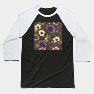 Purple Flowers Baseball T-Shirt